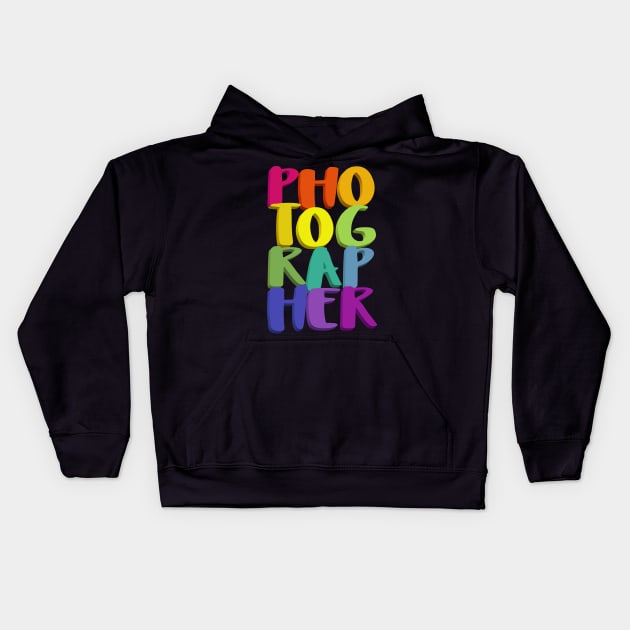 Photographer // Typographic Design Kids Hoodie by DankFutura